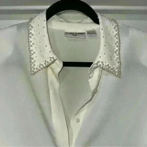 Alfred Dunner pearl embellished collared blouse size 12 petite